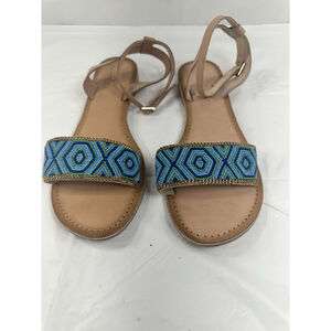 Charlie Paige Leather Boho Sandals Beaded SIZE 10 India New